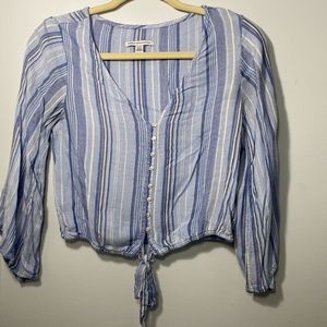 American Eagle Blue And White Striped Flowy Top Size XS